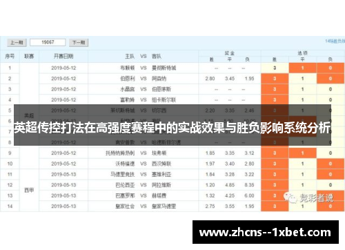 英超传控打法在高强度赛程中的实战效果与胜负影响系统分析